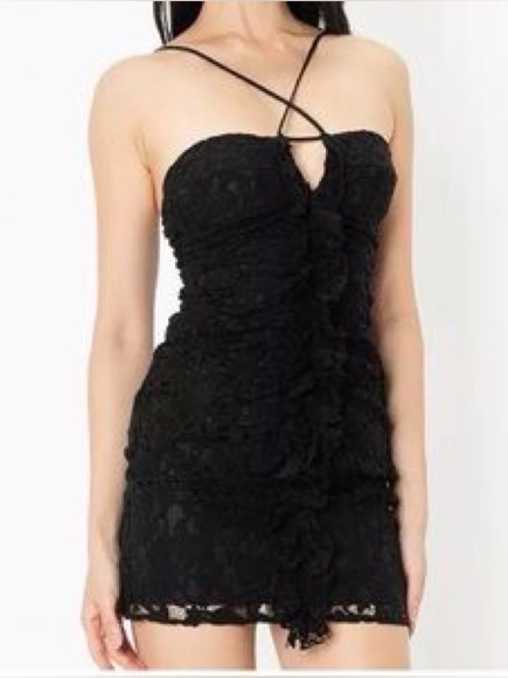Zara Black Lace Mini Dress with Crisscross Strap